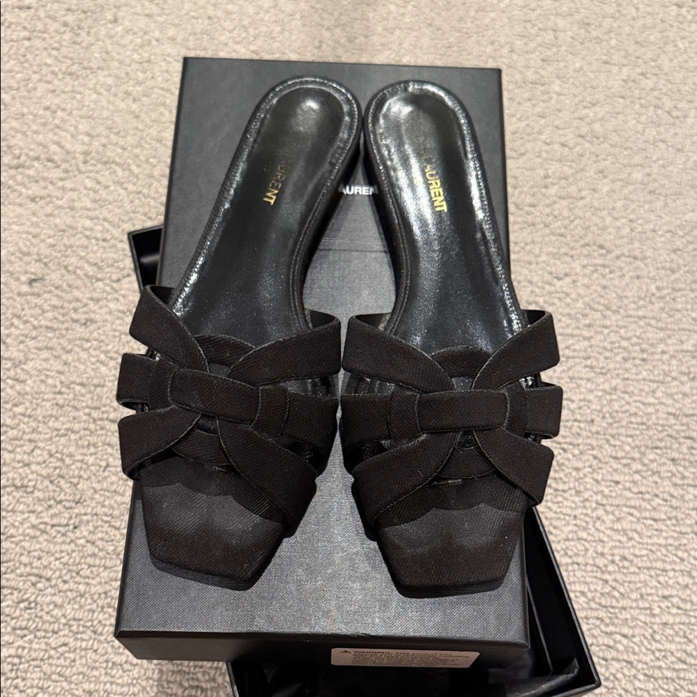Saint Laurent Black Jeans Sandals - NU PIEDS 05 SLIDE